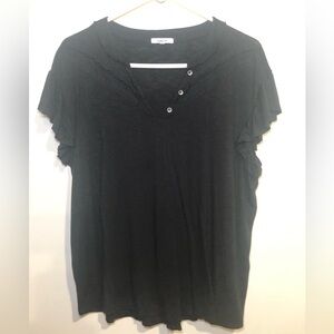 MAURICES V-NECK BLOUSE WITH SHORT RUFFLE SLEEVES, SIZE XL